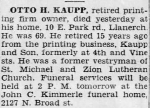 Otto Kaupp dies